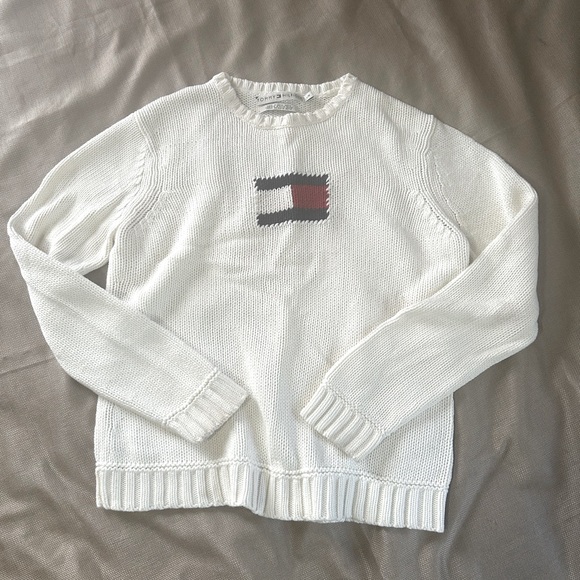 Tommy Hilfiger Sweaters - Women's white Tommy sweater with flag